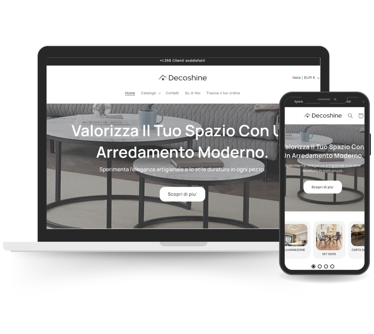 Negozio Dropshipping di Arredamento Pre-Costruito | Decoshine