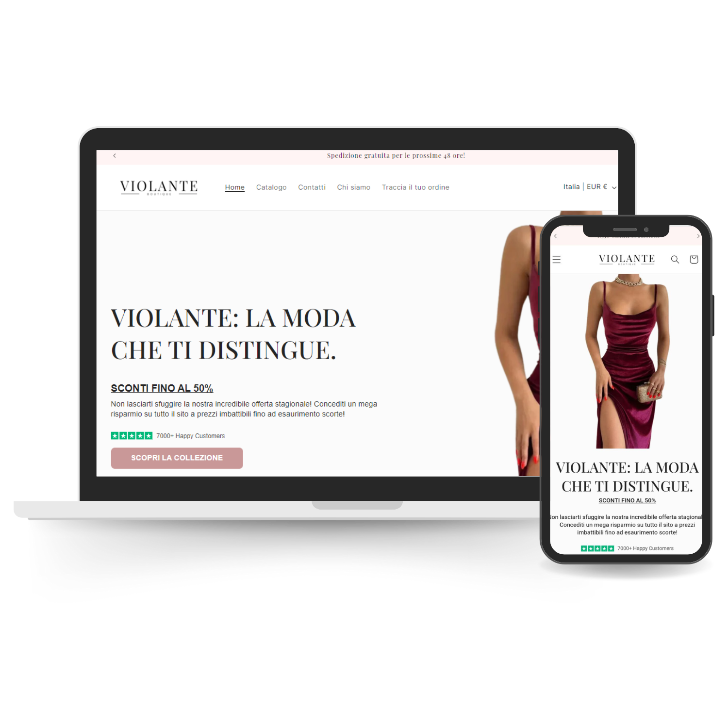 Negozio dropshipping di abbigliamento pre-costruito | Violante